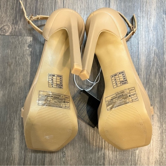 NWT F21 Nude Open Toe Platform Stiletto High Heels Size 8 - Picture 9 of 10